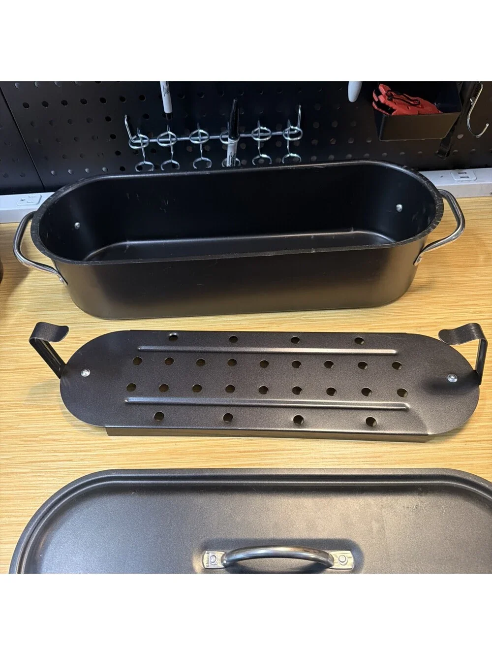 Commercial Aluminum Hard-Anodized Fish Poacher W/Pan, Lid 20” Long *